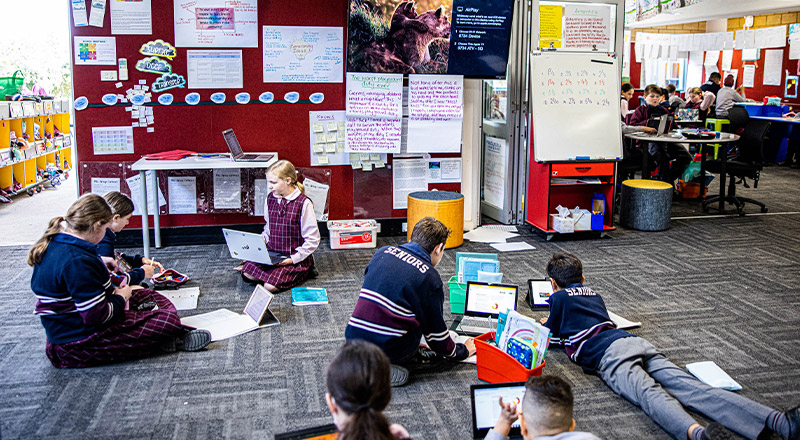 Students working in their classroom at Mary Immaculate Primary School Quakers Hill