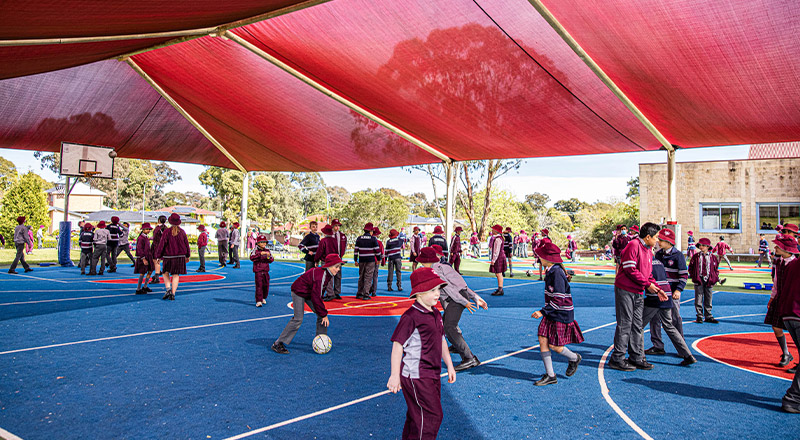 Students playing during lunch at Mary Immaculate Primary School Quakers Hill