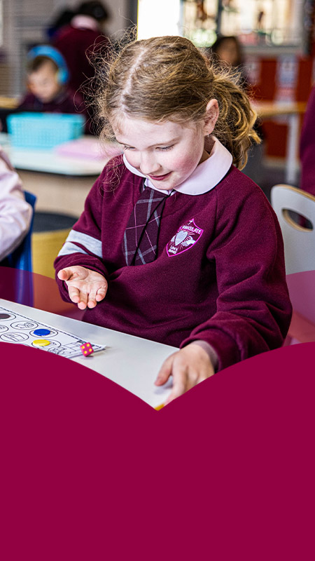 Student counting in the classroom at Mary Immaculate Primary School Quakers Hill